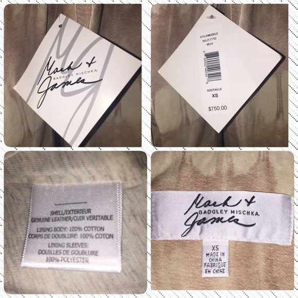 Vintage Mark & James Badley Mischka Leather Blazer NWT Sz XS - Picture 7 of 8